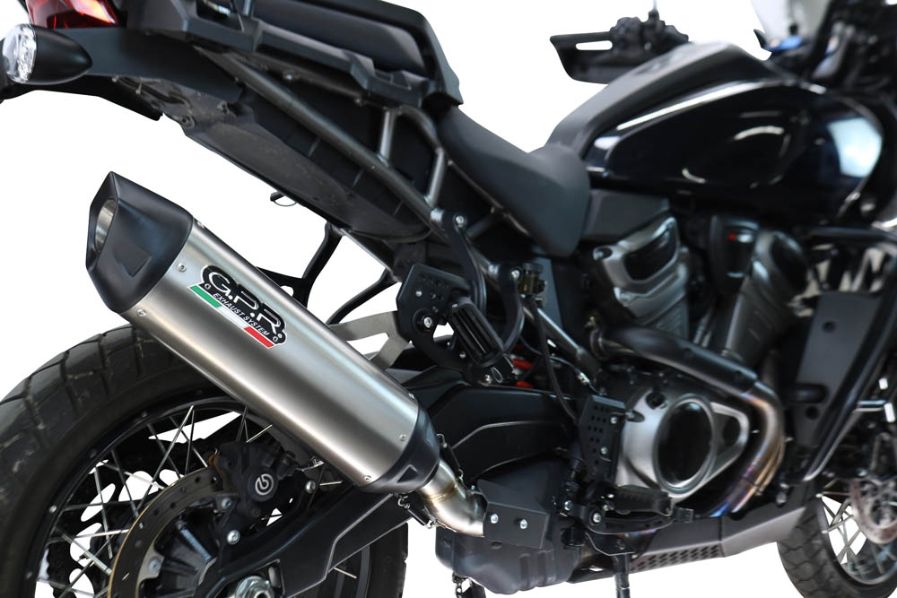 GPR exhaust compatible with Harley Davidson Pan America 1250 2020-2024, Furore-X Titanio, Slip-on exhaust including removable db killer and link pipe, not EPA-compliant 