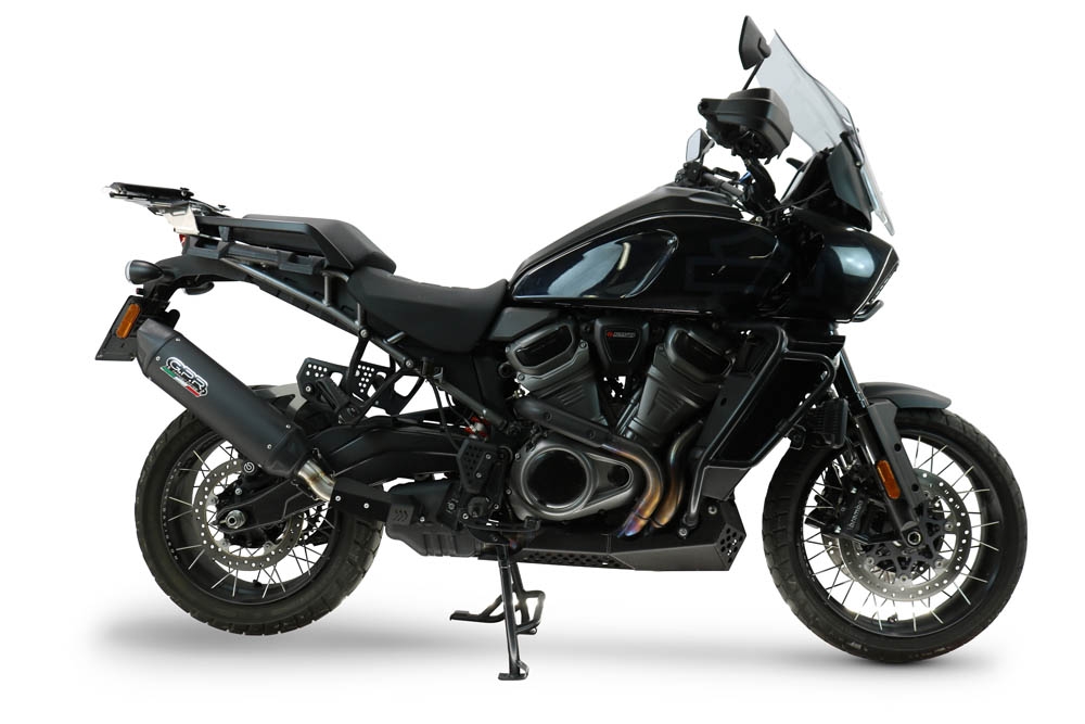 GPR exhaust compatible with Harley Davidson Pan America 1250 2020-2024, Furore-X Titanio Nero, Slip-on exhaust including removable db killer and link pipe, not EPA-compliant 