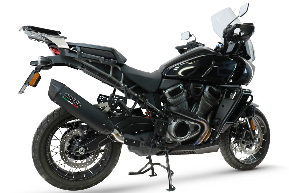 GPR exhaust compatible with Harley Davidson Pan America 1250 2020-2024, Furore-X Titanio Nero, Slip-on exhaust including removable db killer and link pipe, not EPA-compliant 