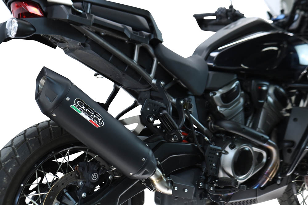 GPR exhaust compatible with Harley Davidson Pan America 1250 2020-2024, Furore-X Titanio Nero, Slip-on exhaust including removable db killer and link pipe, not EPA-compliant 