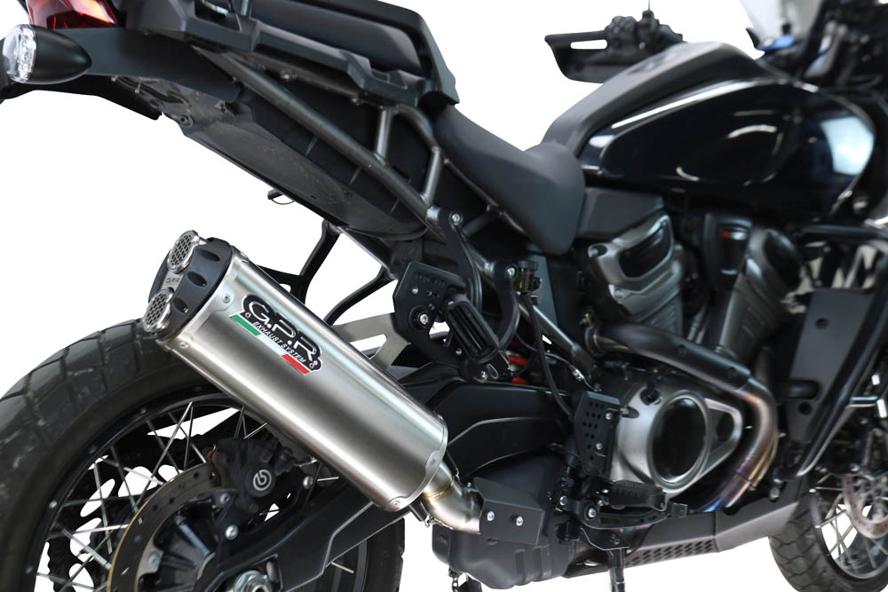 GPR exhaust compatible with Harley Davidson Pan America 1250 2020-2024, Hyper Dual Black Titanium, Slip-on exhaust including removable db killer and link pipe, EPA-compliant 