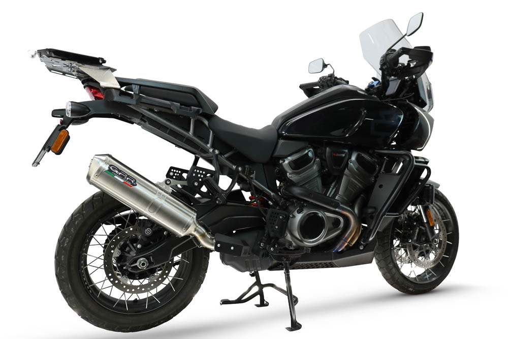 GPR exhaust compatible with Harley Davidson Pan America 1250 2020-2024, Satinox , Slip-on exhaust including removable db killer and link pipe, EPA-compliant 