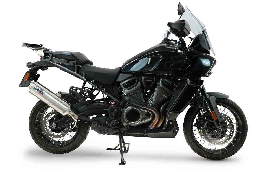 GPR exhaust compatible with Harley Davidson Pan America 1250 2020-2024, Satinox , Slip-on exhaust including removable db killer and link pipe, EPA-compliant 