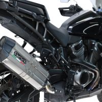 GPR exhaust compatible with Harley Davidson Pan America 1250 2020-2024, Hyper Sonic Titanium, Slip-on exhaust including removable db killer and link pipe, EPA-compliant 