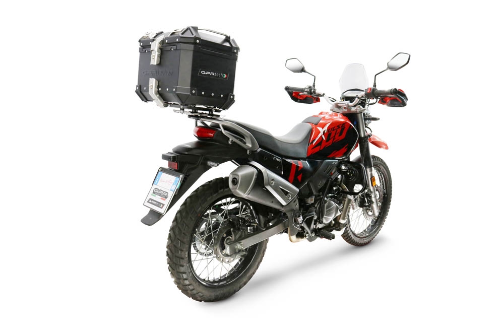 Top case GPR TECH compatible with  Hero Xpulse 200 4V 2025/2026 E5 plus GPR TECH Top case in aluminum, black color with specific plate included Capacity 26 LT.