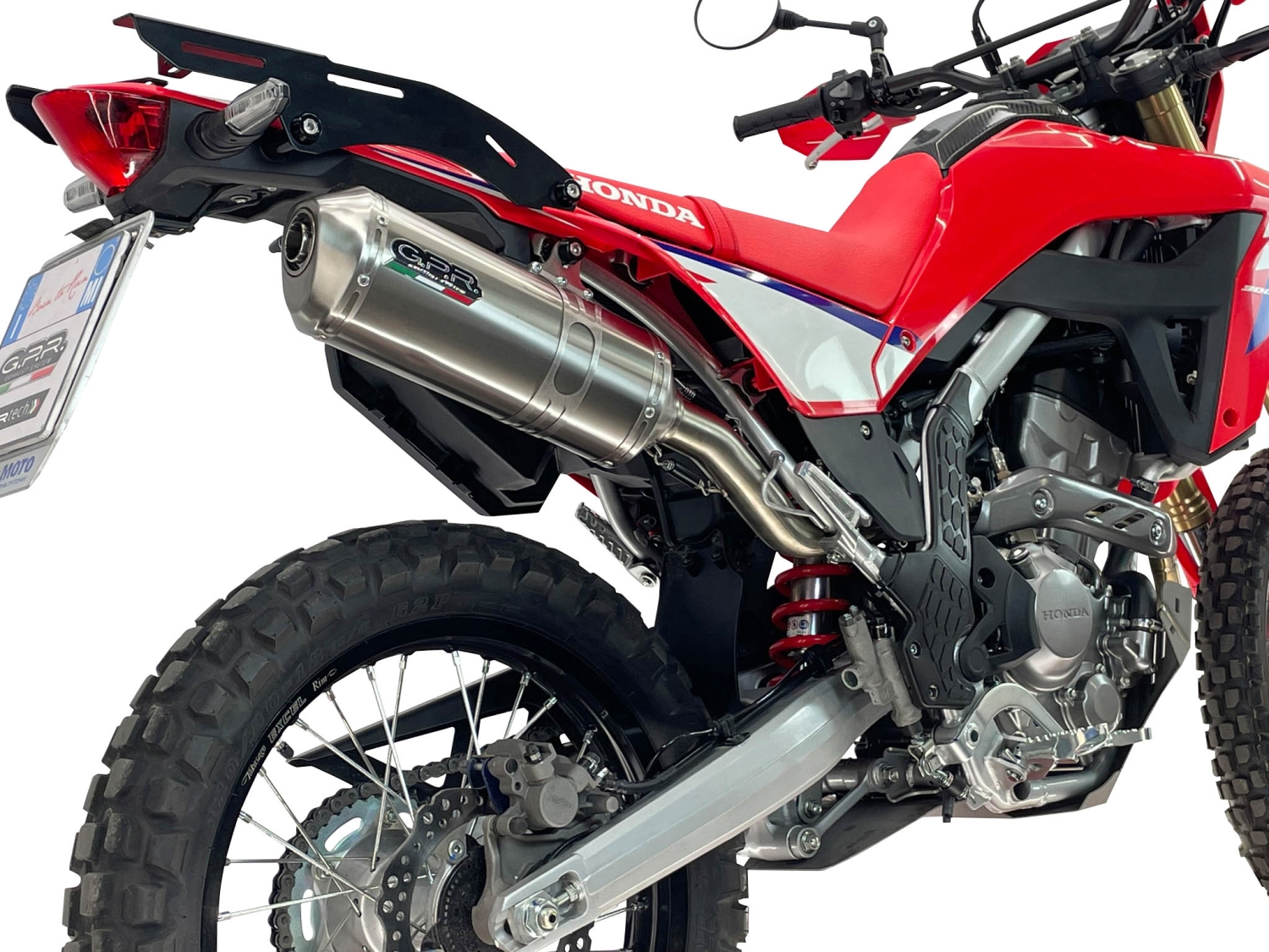 GPR exhaust compatible with Honda Crf 300L / Rally 2021-2024, Satinox , Slip-on exhaust including link pipe and removable db killer 