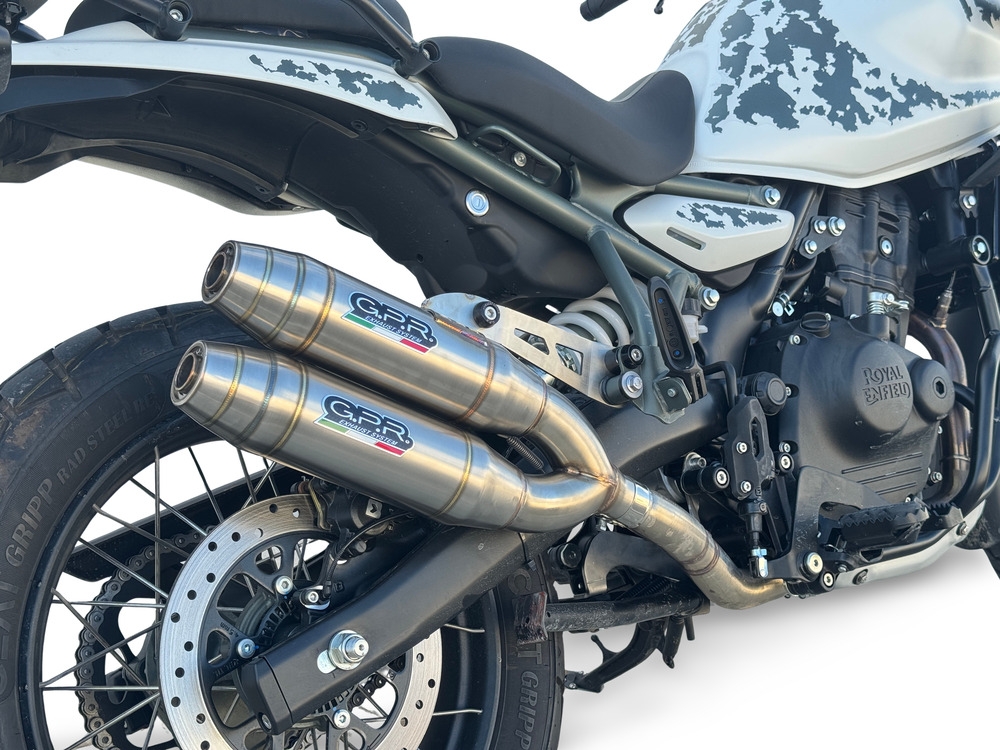 GPR exhaust compatible with Royal Enfield Himalayan 450  2024-2025, Deeptone Duplex, Dual slip-on including removable db killers and link pipes, not EPA-compliant 