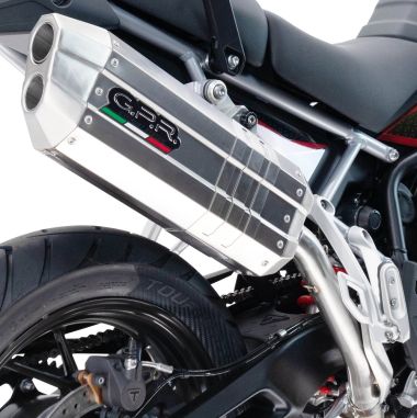 Exhaust compatible with Aprilia Caponord 1200 2013-2016, Hyper Sonic Inox, Slip-on exhaust including removable db killer and link pipe, not EPA-compliant 