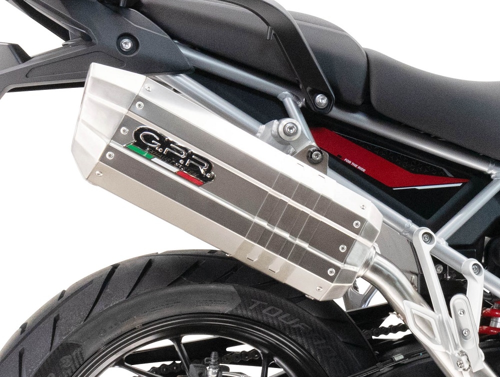 Exhaust compatible with Aprilia Caponord 1200 2013-2016, Hyper Sonic Inox, Slip-on exhaust including removable db killer and link pipe, not EPA-compliant 