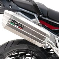 Exhaust compatible with Aprilia Caponord 1200 2013-2016, Hyper Sonic Inox, Slip-on exhaust including removable db killer and link pipe, not EPA-compliant 