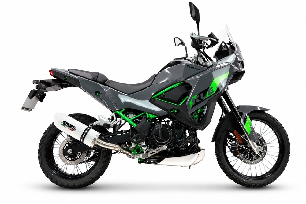 GPR exhaust compatible with Kawasaki KLE 500 2026-2027, Albus Ceramic, Slip-on exhaust including removable db killer and link pipe, EPA-compliant 