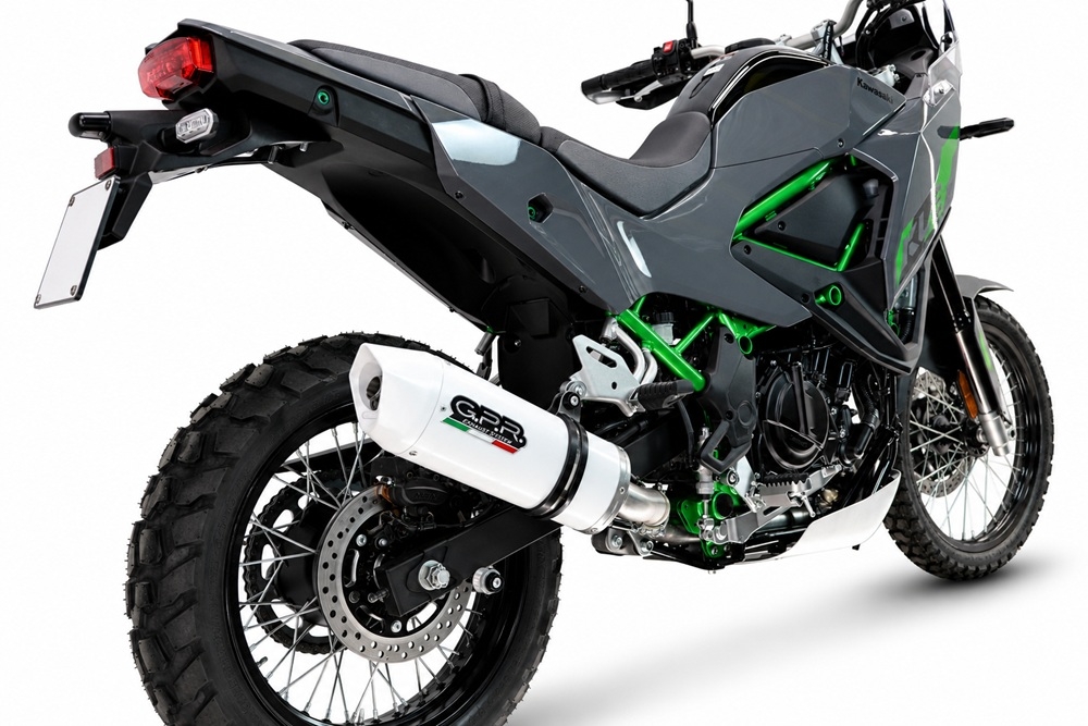 GPR exhaust compatible with Kawasaki KLE 500 2026-2027, Albus Ceramic, Slip-on exhaust including removable db killer and link pipe, EPA-compliant 