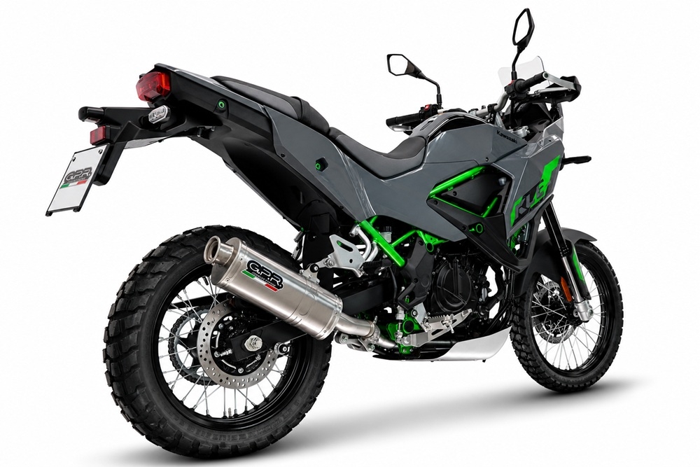 GPR exhaust compatible with Kawasaki KLE 500 2026-2027, Dune Triovale Titanio, Slip-on exhaust including removable db killer and link pipe, EPA-compliant 