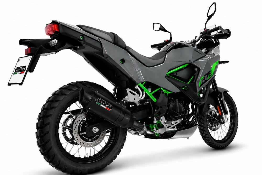 GPR exhaust compatible with Kawasaki KLE 500 2026-2027, Furore-X Titanio Nero, Slip-on exhaust including removable db killer and link pipe, not EPA-compliant 