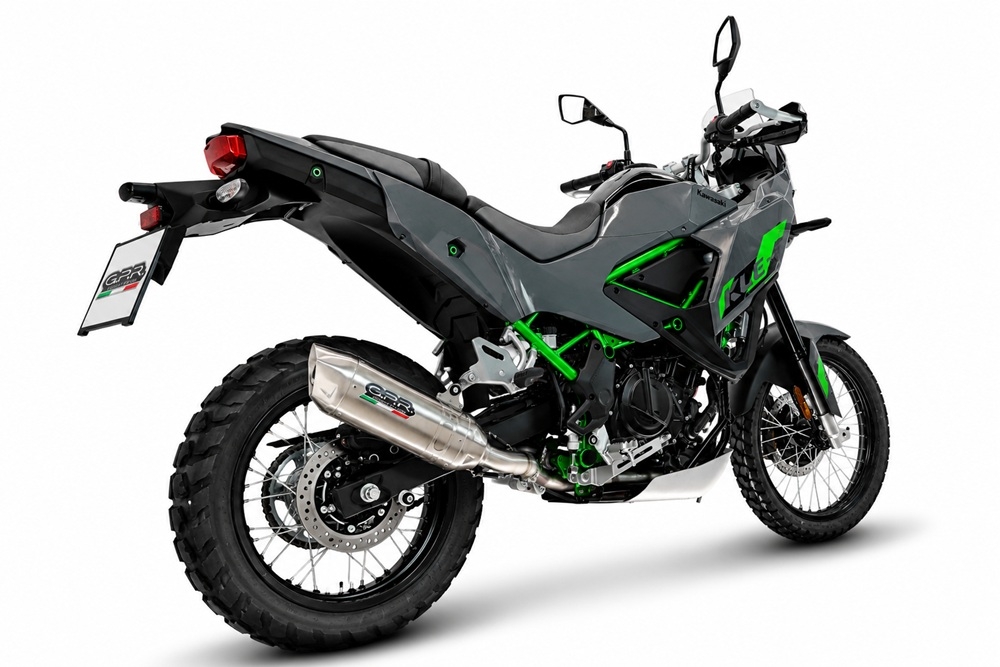 GPR exhaust compatible with Kawasaki KLE 500 2026-2027, Furore-X Acciaio Inox, Slip-on exhaust including removable db killer and link pipe, not EPA-compliant 