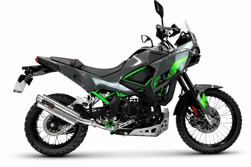 GPR exhaust compatible with Kawasaki KLE 500 2026-2027, Trioval, Slip-on exhaust including removable db killer and link pipe, EPA-compliant 