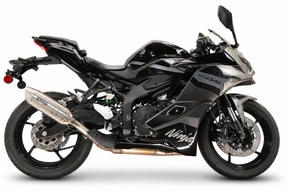 GPR exhaust compatible with Kawasaki Ninja ZX-4R 2023-2026, Furore-X Acciaio Inox, Slip-on exhaust including removable db killer and link pipe, not EPA-compliant 