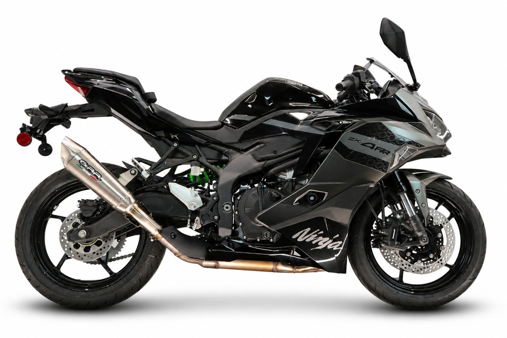 GPR exhaust compatible with Kawasaki Ninja ZX-4R 2023-2026, GP-Revo Titanium, Slip-on exhaust including removable db killer and link pipe, EPA-compliant 
