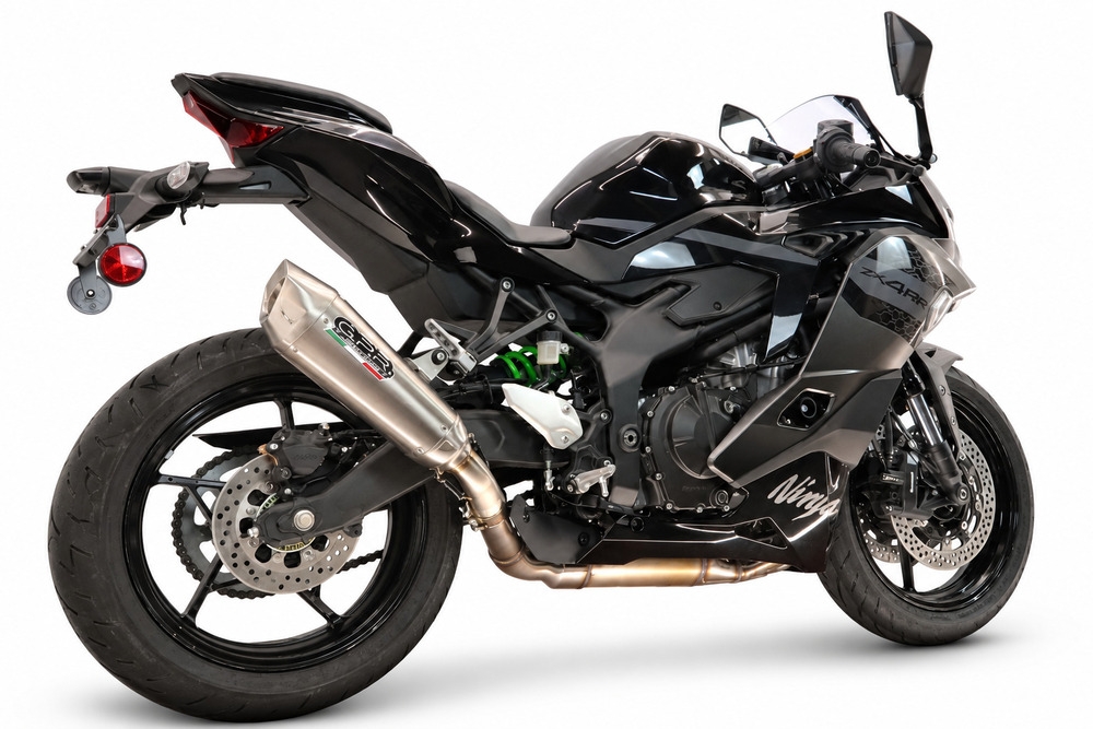 GPR exhaust compatible with Kawasaki Ninja ZX-4R 2023-2026, GP-Revo Titanium, Slip-on exhaust including removable db killer and link pipe, EPA-compliant 