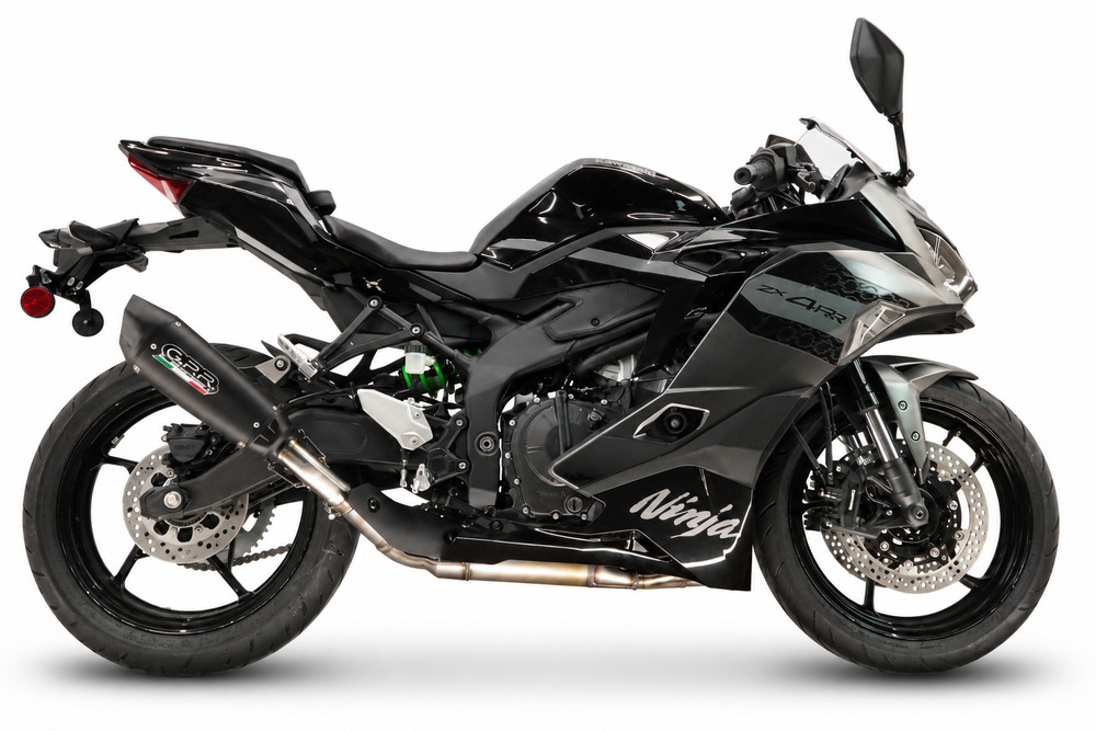 GPR exhaust compatible with Kawasaki Ninja ZX-4R 2023-2026, GP-Revo Black Titanium, Slip-on exhaust including removable db killer and link pipe, EPA-compliant 