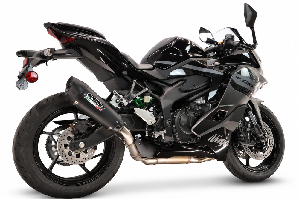 GPR exhaust compatible with Kawasaki Ninja ZX-4R 2023-2026, GP-Revo Black Titanium, Slip-on exhaust including removable db killer and link pipe, EPA-compliant 