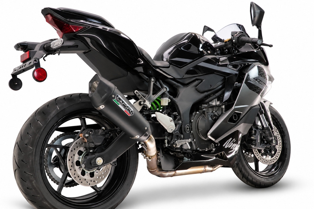 GPR exhaust compatible with Kawasaki Ninja ZX-4R 2023-2026, GP-Revo Black Titanium, Slip-on exhaust including removable db killer and link pipe, EPA-compliant 