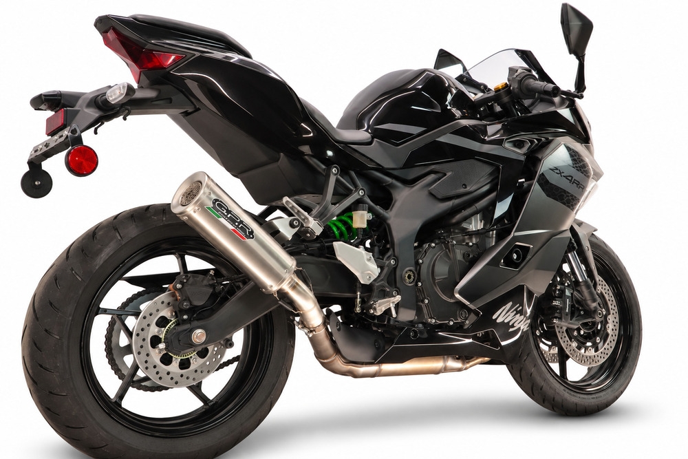 GPR exhaust compatible with Kawasaki Ninja ZX-4R 2023-2026, RP-M3 Inox , Slip-on exhaust including removable db killer and link pipe, EPA-compliant 