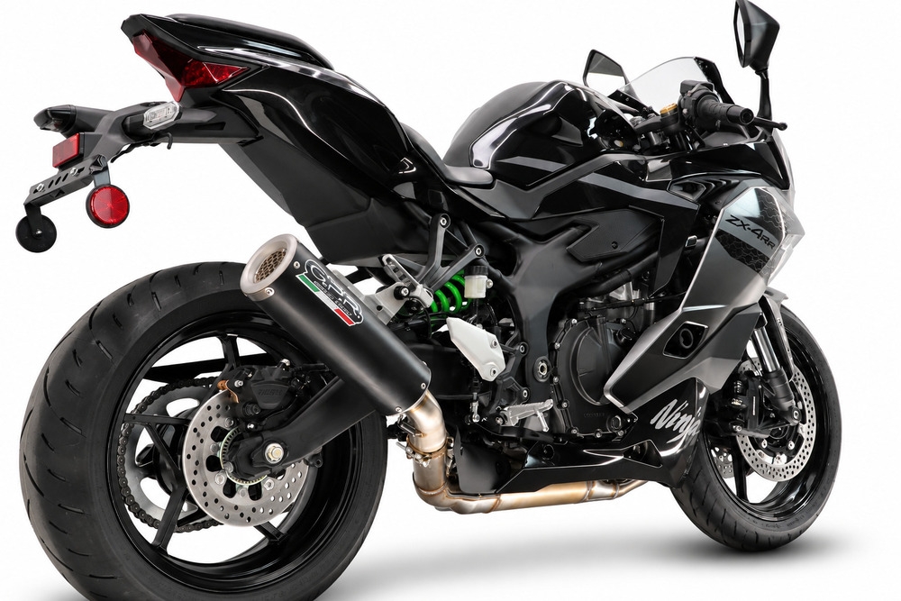 GPR exhaust compatible with Kawasaki Ninja ZX-4R 2023-2026, RP-M3 Black Titanium, Slip-on exhaust including removable db killer and link pipe, EPA-compliant 
