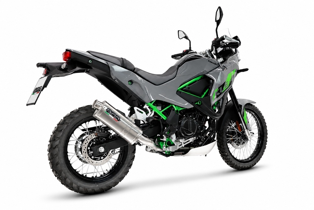 GPR exhaust compatible with Kawasaki KLE 500 2026-2027, Dune Triovale Titanio, Slip-on exhaust including removable db killer and link pipe, EPA-compliant 