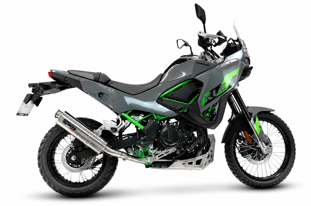 GPR exhaust compatible with Kawasaki KLE 500 2026-2027, Trioval, Slip-on exhaust including removable db killer and link pipe, EPA-compliant 