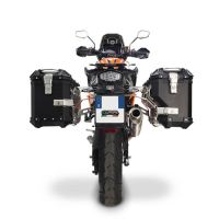 GPR TECH compatible with  Ktm Lc 8 Adventure 1050 2015/2016 e3 GPR TECH Pair of side cases aluminum made with contoured right side, black color with specific pannier holder Capacity 38 LT. + 32 LT.