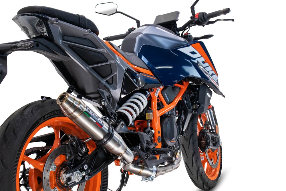 Exhaust compatible with Ktm 200 DUKE 2024-2025, Deeptone Inox, Slip-on exhaust including removable db killer and link pipe, EPA-compliant 