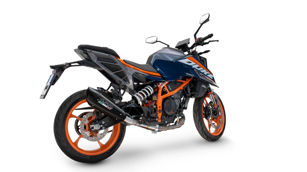 Exhaust compatible with Ktm 125 DUKE 2024-2025, GP-Revo Black Titanium, Slip-on exhaust including removable db killer and link pipe, EPA-compliant 