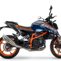 Exhaust compatible with Ktm 125 DUKE 2024-2025, GP-Revo Titanium, Slip-on exhaust including removable db killer and link pipe, EPA-compliant 
