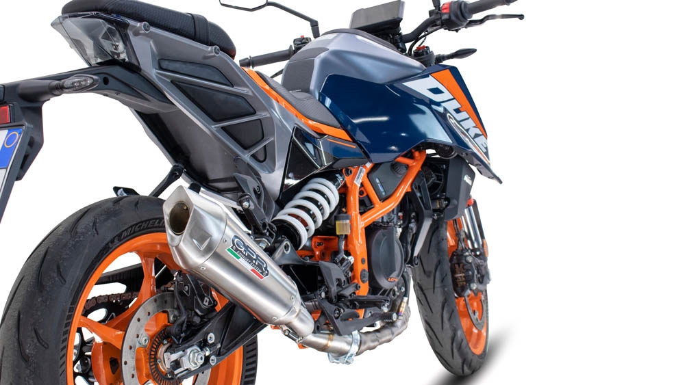 Exhaust compatible with Ktm 200 DUKE 2024-2025, GP-Revo Titanium, Slip-on exhaust including removable db killer and link pipe, EPA-compliant 