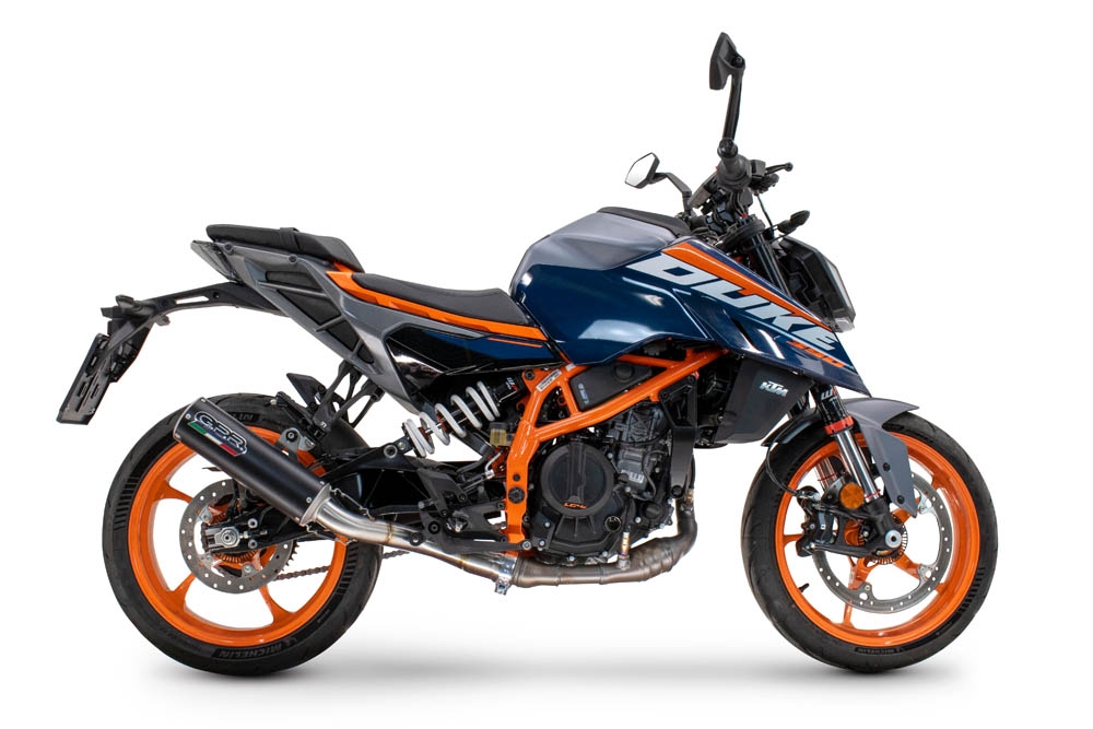 Exhaust compatible with Ktm 125 DUKE 2024-2025, M3 Black Titanium, Slip-on exhaust including removable db killer and link pipe, EPA-compliant 