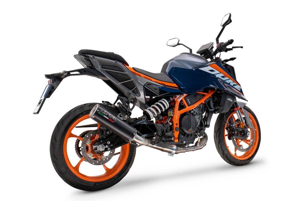Exhaust compatible with Ktm 125 DUKE 2024-2025, M3 Black Titanium, Slip-on exhaust including removable db killer and link pipe, EPA-compliant 
