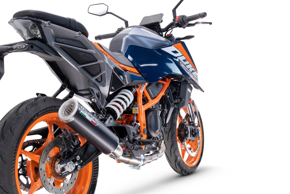 Exhaust compatible with Ktm 125 DUKE 2024-2025, M3 Black Titanium, Slip-on exhaust including removable db killer and link pipe, EPA-compliant 