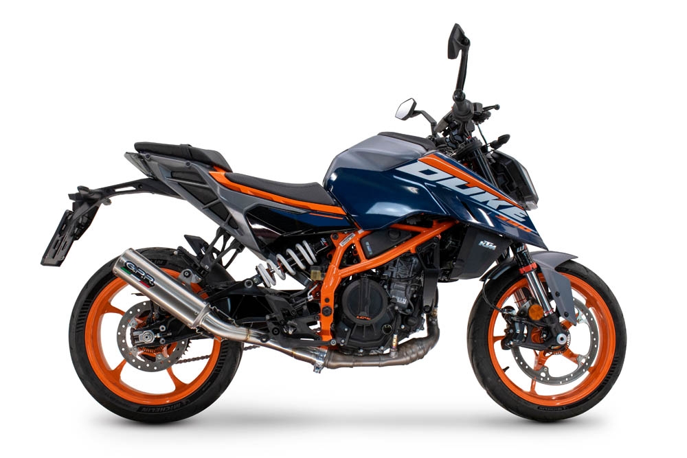 Exhaust compatible with Ktm 125 DUKE 2024-2025, M3 Inox , Slip-on exhaust including removable db killer and link pipe, EPA-compliant 