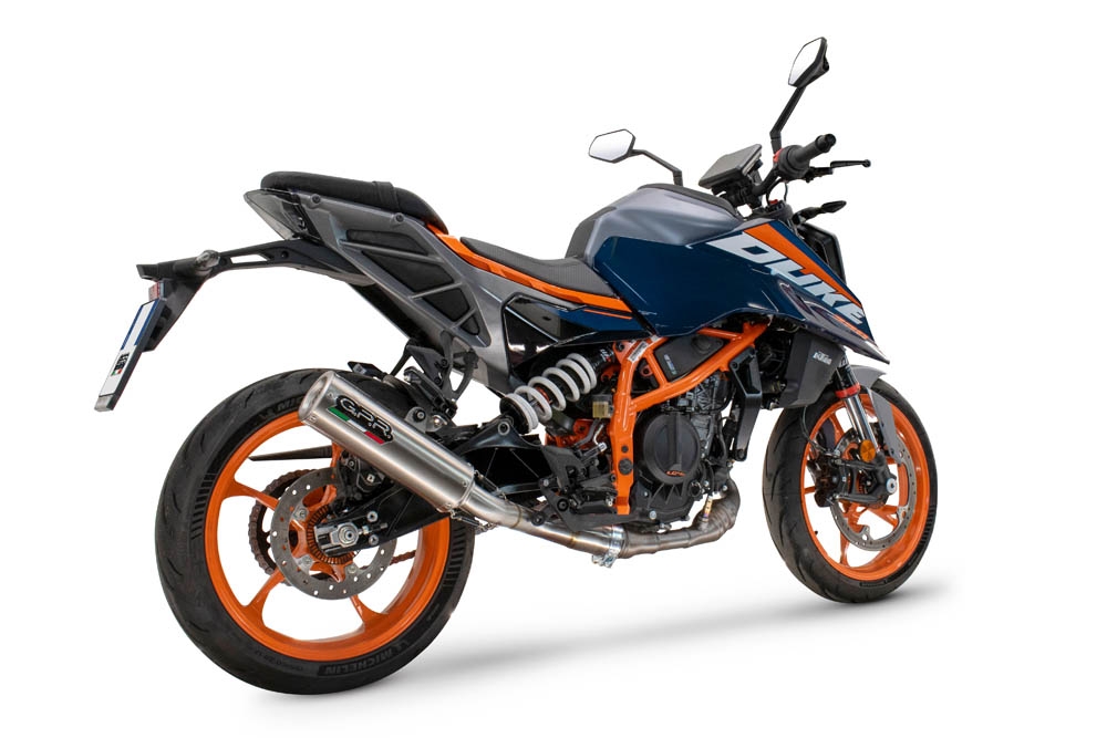 Exhaust compatible with Ktm 125 DUKE 2024-2025, M3 Inox , Slip-on exhaust including removable db killer and link pipe, EPA-compliant 