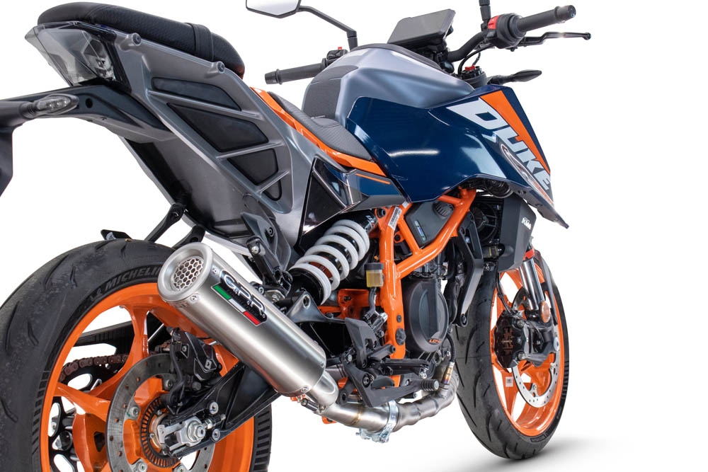 Exhaust compatible with Ktm 125 DUKE 2024-2025, M3 Inox , Slip-on exhaust including removable db killer and link pipe, EPA-compliant 