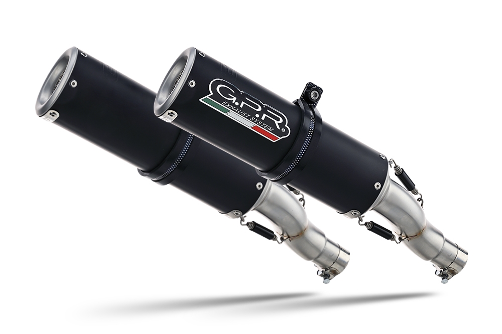 Exhaust compatible with Ducati Monster 696 2008-2014, M3 Black Titanium, Dual slip-on including removable db killers and link pipes, not EPA-compliant 