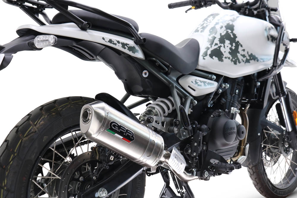 GPR exhaust compatible with  Royal Enfield Guerrilla 450  2024-2025, Satinox, Slip-on exhaust including removable db killer and link pipe, EPA-compliant 