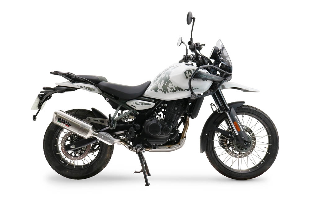 Exhaust compatible with Royal Enfield Himalayan 450 2024-2025, Satinox, Slip-on exhaust including removable db killer and link pipe, EPA-compliant 