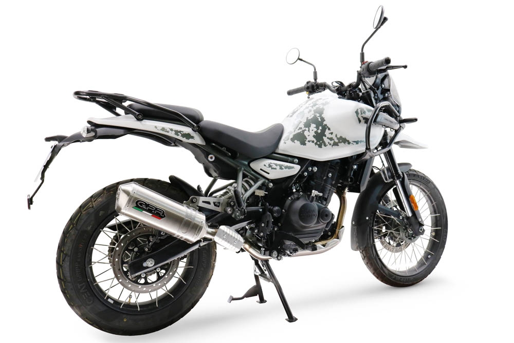 Exhaust compatible with Royal Enfield Himalayan 450 2024-2025, Satinox, Slip-on exhaust including removable db killer and link pipe, EPA-compliant 