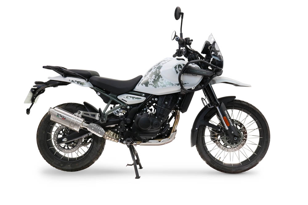 Exhaust compatible with Royal Enfield Himalayan 450 2024-2025, Dune Triovale Titanio, Slip-on exhaust including removable db killer and link pipe, EPA-compliant 
