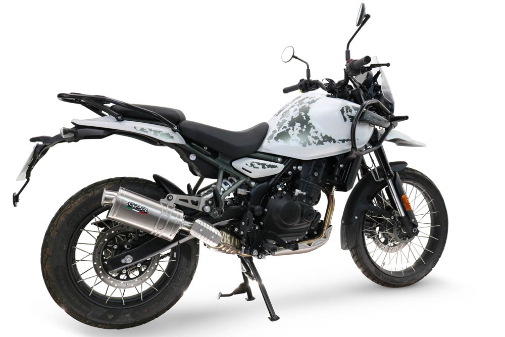 Exhaust compatible with Royal Enfield Himalayan 450 2024-2025, Dune Triovale Titanio, Slip-on exhaust including removable db killer and link pipe, EPA-compliant 