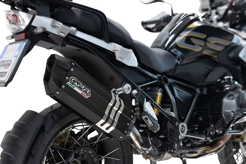 Exhaust compatible with Bmw R1250GS - Adventure 2019-2020, Hyper Sonic Black Titanium, Slip-on exhaust including removable db killer and link pipe, EPA-compliant 
