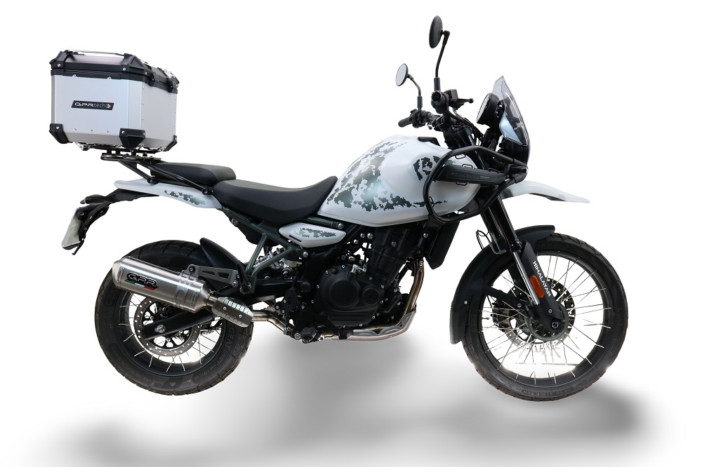 Top case GPR TECH compatible with  Royal Enfield Himalayan 450 2024/2025 e5 Plus GPR TECH Top case in aluminum, silver color with specific plate included Capacity 26 LT.