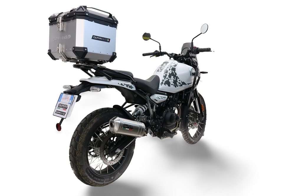 Top case GPR TECH compatible with  Royal Enfield Himalayan 450 2024/2025 e5 Plus GPR TECH Top case in aluminum, silver color with specific plate included Capacity 26 LT.